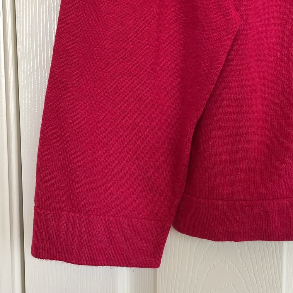 NWT J. Crew Teddie Sweater Cotton-Wool Magenta Scoop-Neck Longsleeve Women's 3X - Picture 7 of 9
